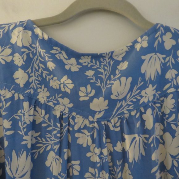 YIREH Brynn Floral Button Front Hawaiian Midi Dress in Denim Blue - Size M NWT - Picture 12 of 15
